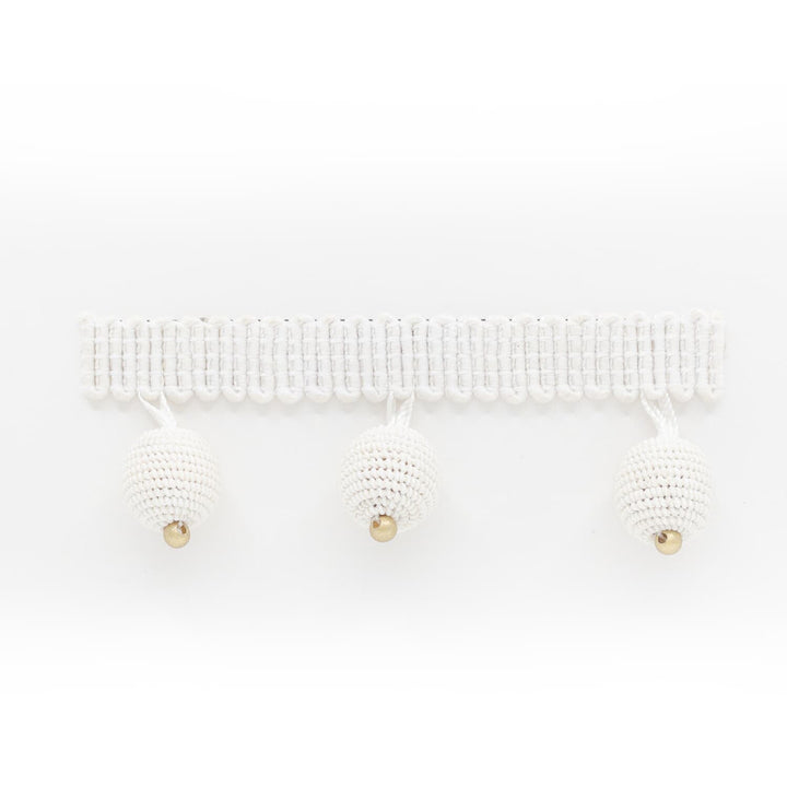 Hopat Beaded Fringe 2 Chalk by Stout Designer Trim SMALL WONDERS TRIM 51%SVI 49%POL CHINA FLAME RETARDANT-U.F.A.C. CLASS 1 CATB 117-2013 WYZENBEEK 30 000 DOUBLE RUB WEAR TEST (HEAVY DUTY) Horizontal: 1.375 and Vertical: 0.000 1.63 in - Swanky Fabrics -