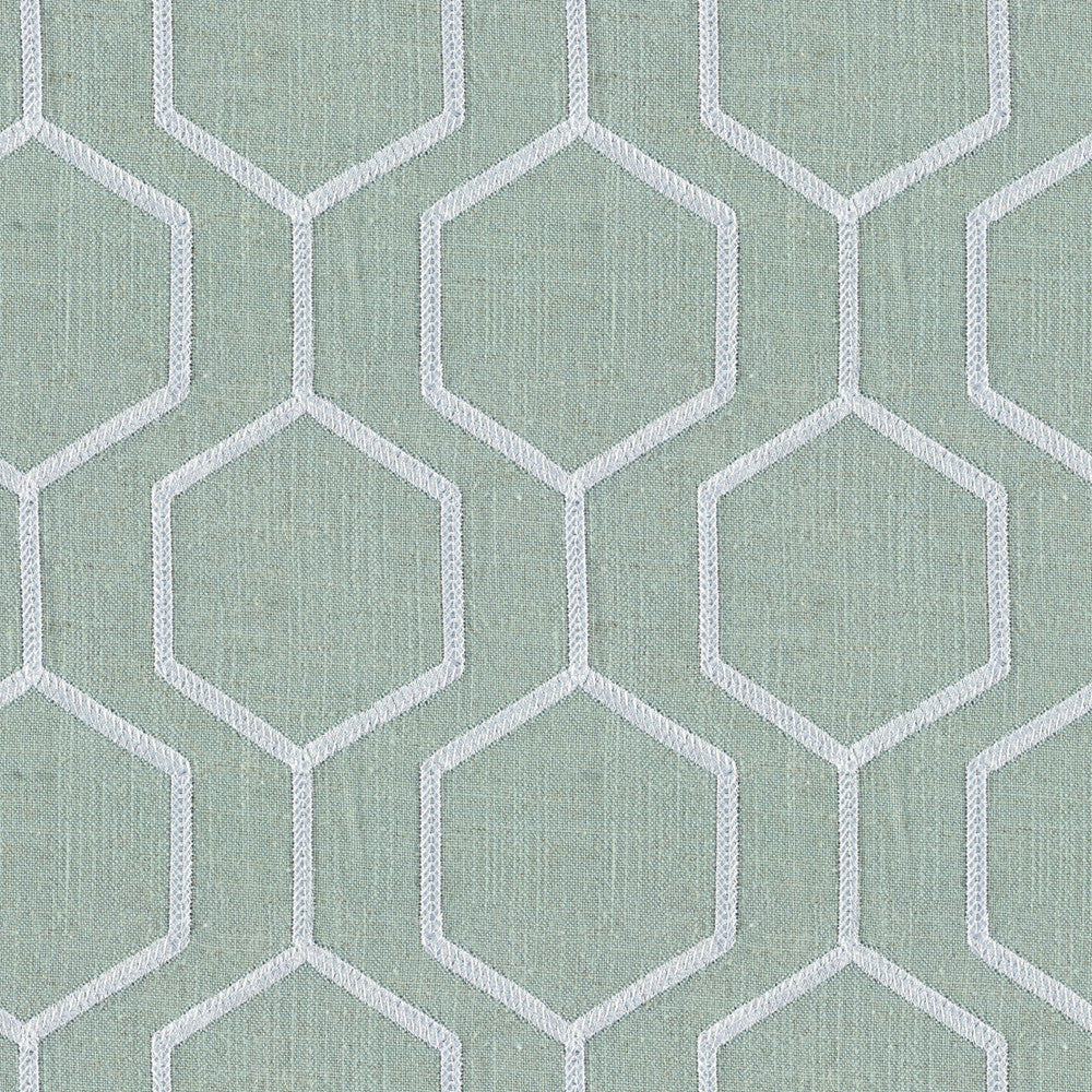 Socrates Hexagono Sea Pearl by Europatex Designer Fabric Socrates 20% Linen, 45% Viscose, 35% Polyester 7.8" H, 7.8" V 56.00 inches - Swanky Fabrics -