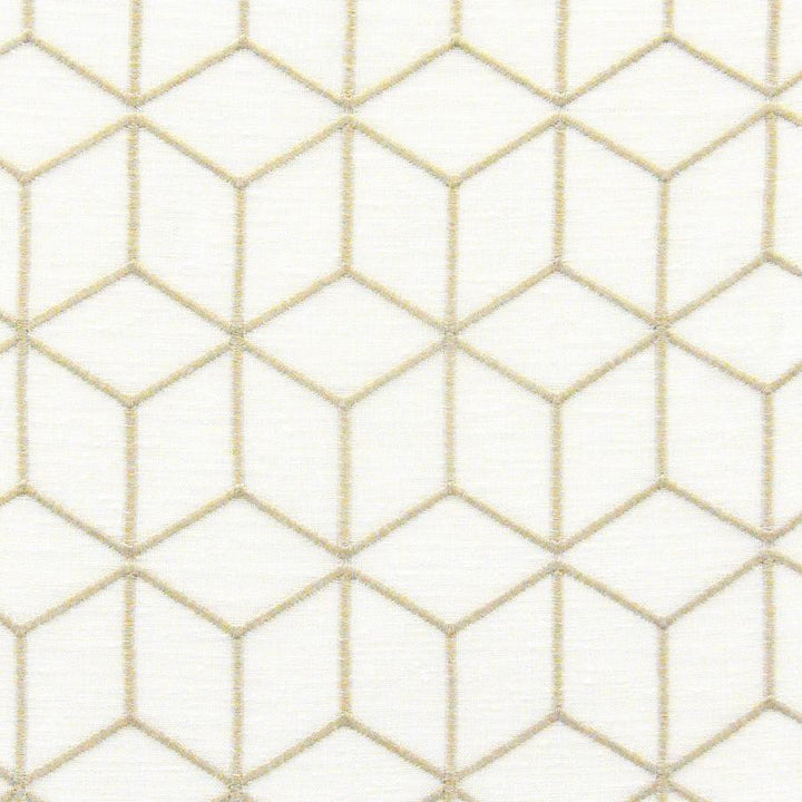 Ithaca # 535 Buff by Maxwell Designer Fabric Sheer Paths 100% POLYESTER TURKEY V-6.5" H-3.25" 118" EMB. WIDTH 107" - Swanky Fabrics -