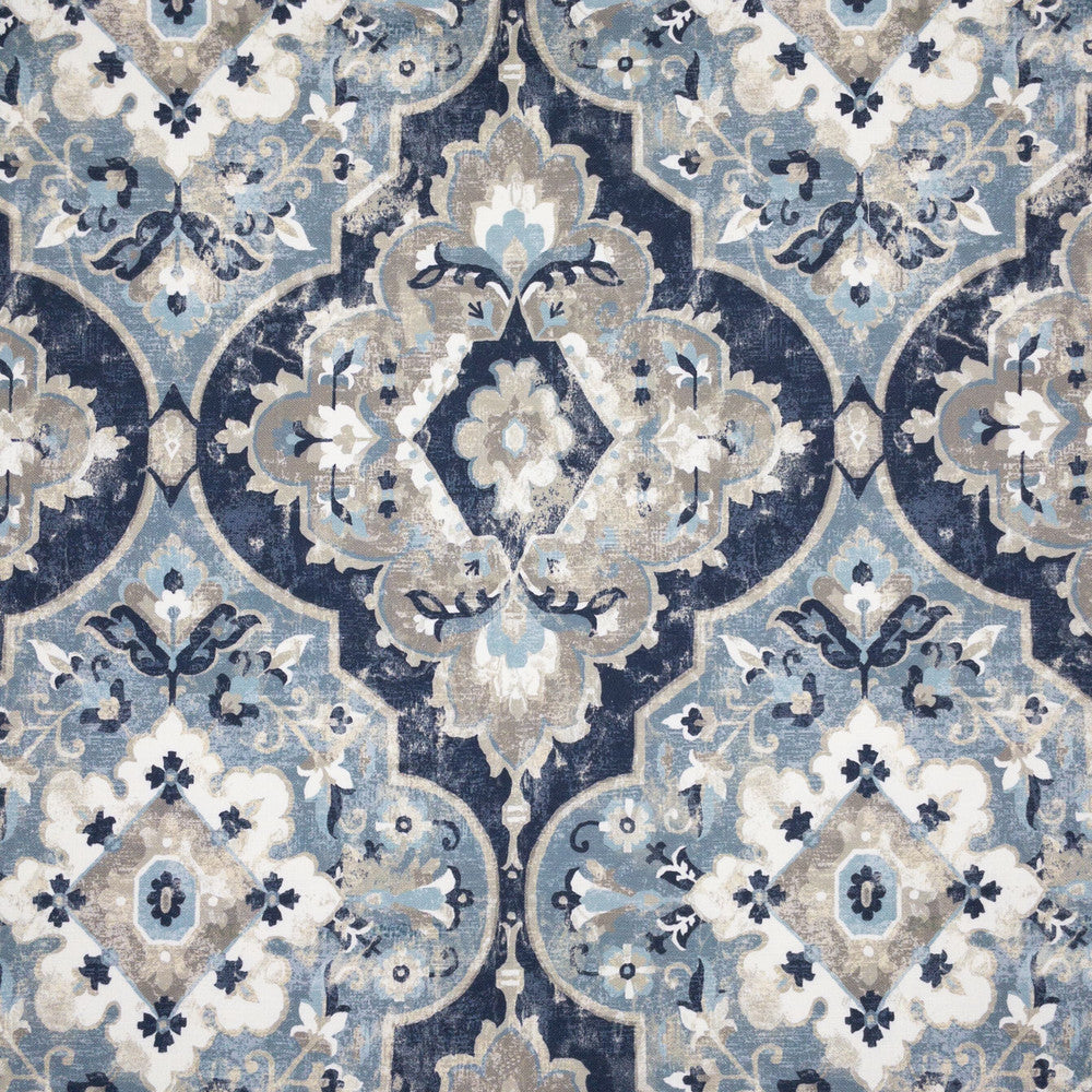 Invincible 2 Harbor by Stout Designer Fabric COMFORTABLE LIVING HAZE/NAVY 100%COT INDIA Horizontal: 13.500 and Vertical: 17.500 54.5 in - Swanky Fabrics -