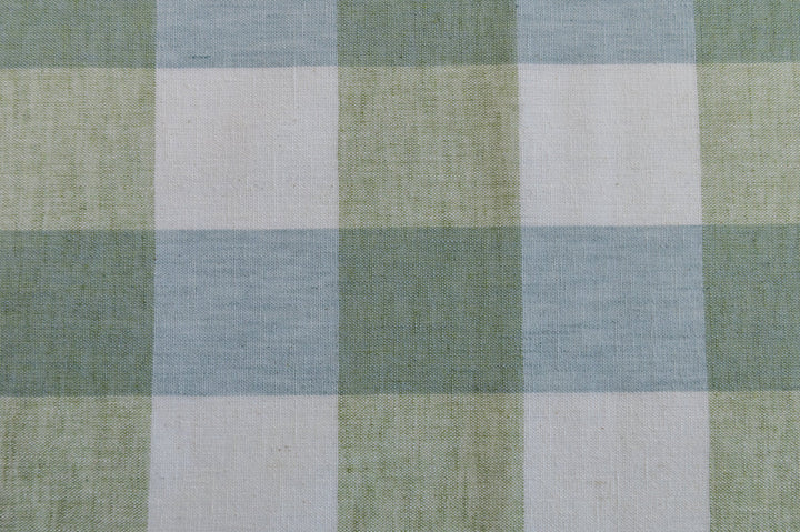Vespa Check Sagegrass by Roth & Tompkins Fabric - 40% Polyester, 35% Cotton, 25% Linen - India - 100,000 - V: 4"  H: 4" - 54" - Fabric Carolina -