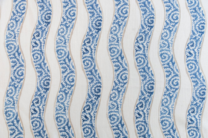 Seychelles Harbor Blue by Roth & Tompkins Fabric - 50% Cotton, 35% Viscose, 15% Linen - India - 15,000 - V: 11.5"  H: 9" - 54" - Fabric Carolina -