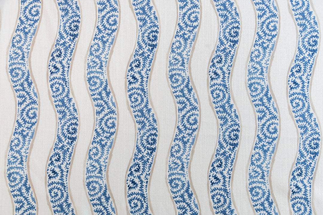 Seychelles Harbor Blue by Roth & Tompkins Fabric - 50% Cotton, 35% Viscose, 15% Linen - India - 15,000 - V: 11.5"  H: 9" - 54" - Fabric Carolina -