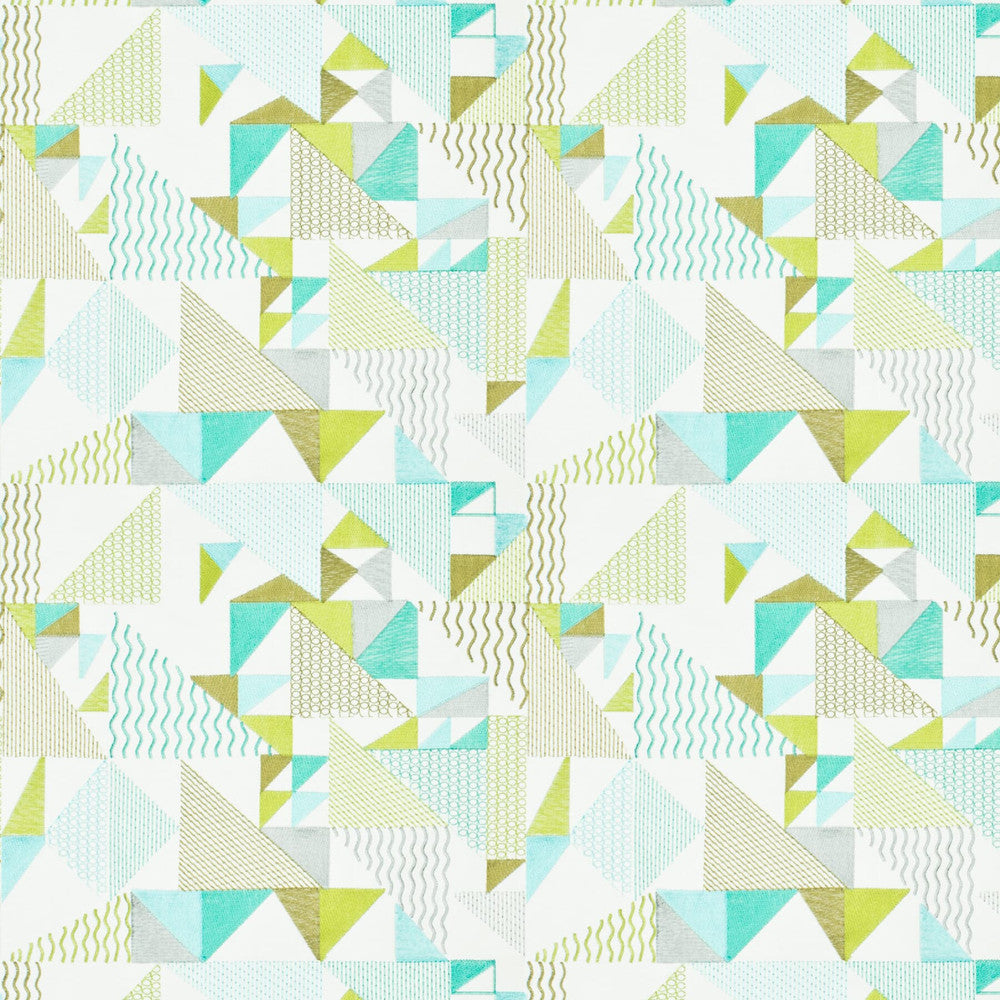 Jabiru 2 Opal by Stout Designer Fabric Rainbow Library Mineral/Seamist 100% Cotton Rayon Embroidery INDIA Horizontal: 16.875 and Vertical: 15.375 51 in - Swanky Fabrics -