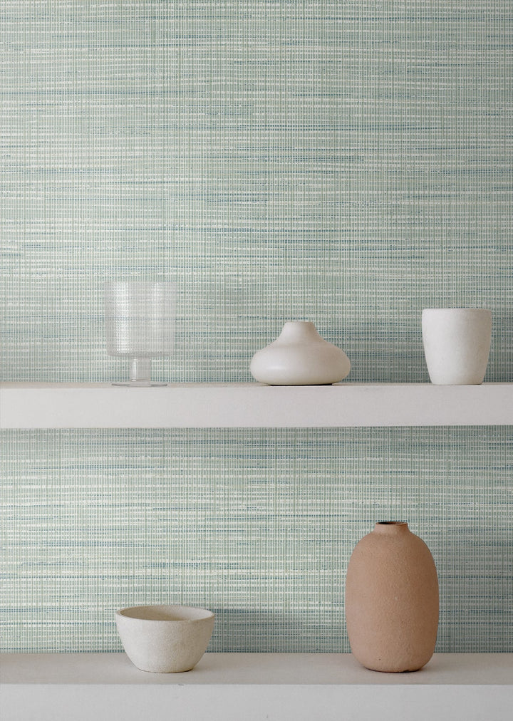 Mei Stringcloth Calming Mint JP10404 by Seabrook Designs Designer Wallpaper