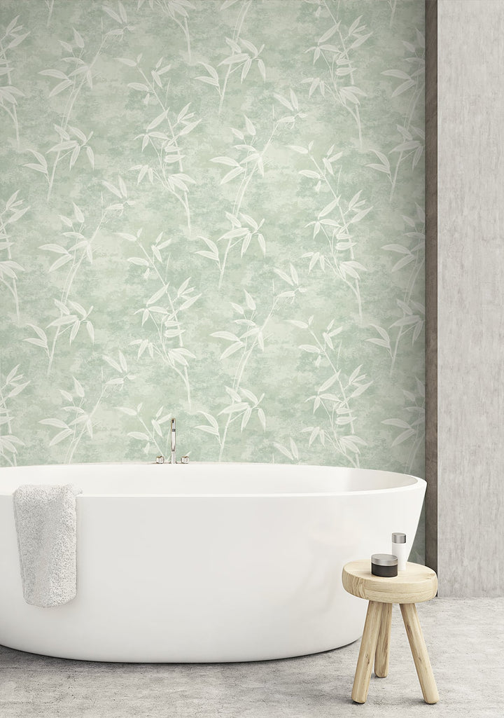 Honshu Bamboo Seafoam JP10904 by Seabrook Designs Designer Wallpaper