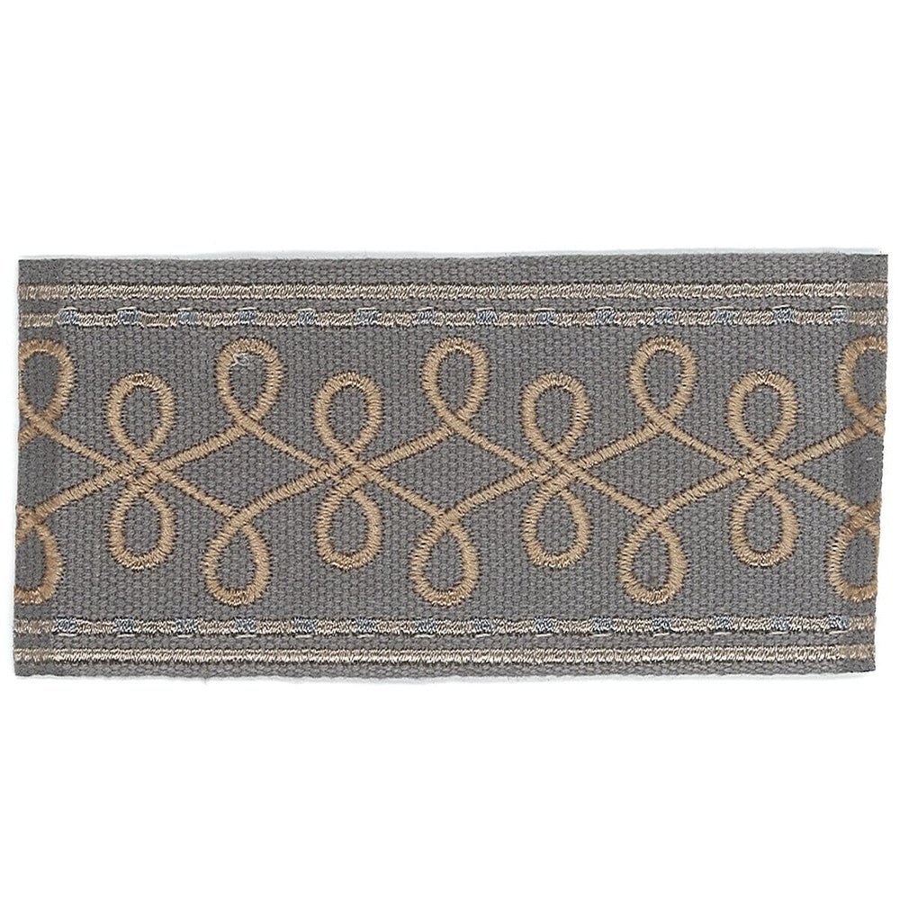 Katherine 2 Pewter by Stout Designer Trim ACCENTS TAPES & BORDERS 100%SVI CHINA Horizontal: 1 and Vertical: 0 2 in - Swanky Fabrics -