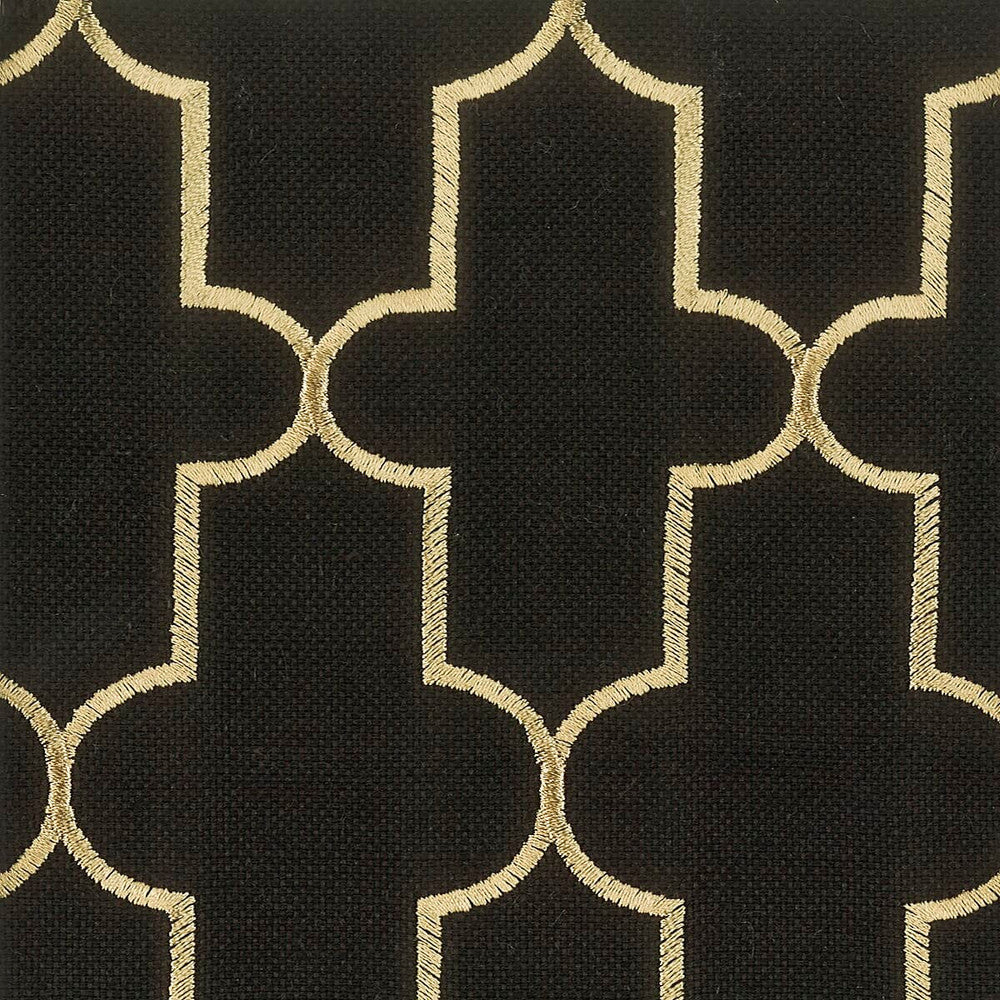 Kermit 1 Black by Stout Designer Fabric Compliments 38% Spun Viscose 31% Polyester 31% Linen Rayon Embroidery CHINA FLAME RETARDANT-U.F.A.C. CLASS 1 (OR A) CATB 117-2013 WYZENBEEK 60 000 DOUBLE RUB WEAR TEST (HEAVY DUTY) Horizontal: 3.625 and Vertical: 4.375 54 in - Swanky Fabrics -