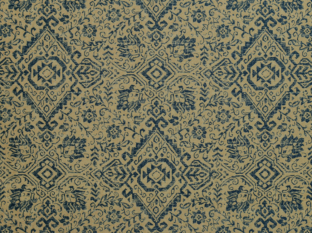 Kilim Classic Navy 555 by Covington Designer Fabric 72% POLY 28% COTTON JACQUARD CHN 42000 Horizontal: 28 and Vertical: 29.75 56 - Swanky Fabrics -