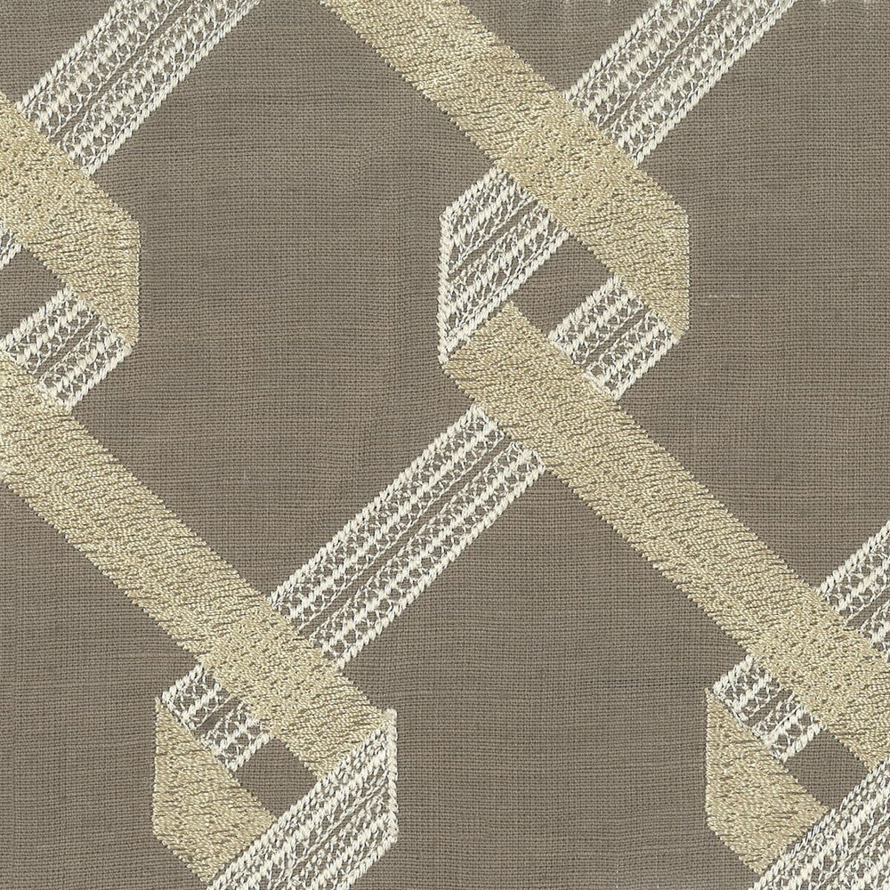Kiwanis 1 Pewter by Stout Designer Fabric COMFORTABLE LIVING DAWN TO DUSK 100%LIN INDIA </p><p>Repeat: 7.625 51 in - Swanky Fabrics -