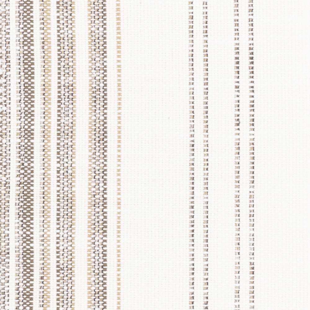 Kokomo 1 Sandstone by Stout Designer Fabric JUST STRIPES NATURAL/CHARCOAL 91%POL 9%NOL USA Horizontal: 0.125 and Vertical: 8.250 56 in - Swanky Fabrics -