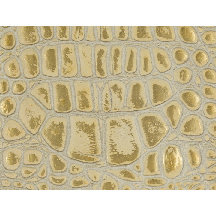 Gator White Gold by Kravet Couture Designer Fabric MODERN LUXE LEATHER - 100% United States Horizontal: 13 and Vertical: 23 - Swanky Fabrics -