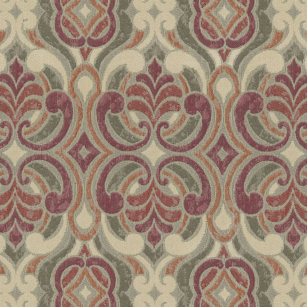 Ogee 14 Rouge by ABBEYSHEA Designer Fabric N/A 100% Polyester China 45,000 Double Rubs </p><p>Repeat: Horizontal: 14.5" (36.8 cm) Across the Roll and Vertical: 25.0" (63.5 cm) Up the Roll 56" (142 cm) - Swanky Fabrics -