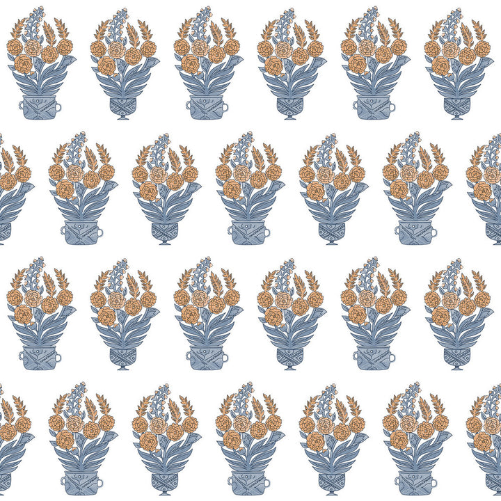 Celorio Wp Azul/Teja by Gaston Y Daniela Designer Wallcovering LORENZO CASTILLO V PAPER - 100% Spain Horizontal: 0 and Vertical: 10.4 20.8 - Swanky Fabrics -