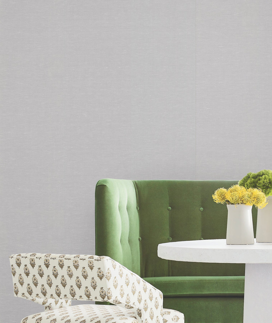 Hempfield Weave Light Grey Loomed Wallpaper by Antonina Vella Designer
