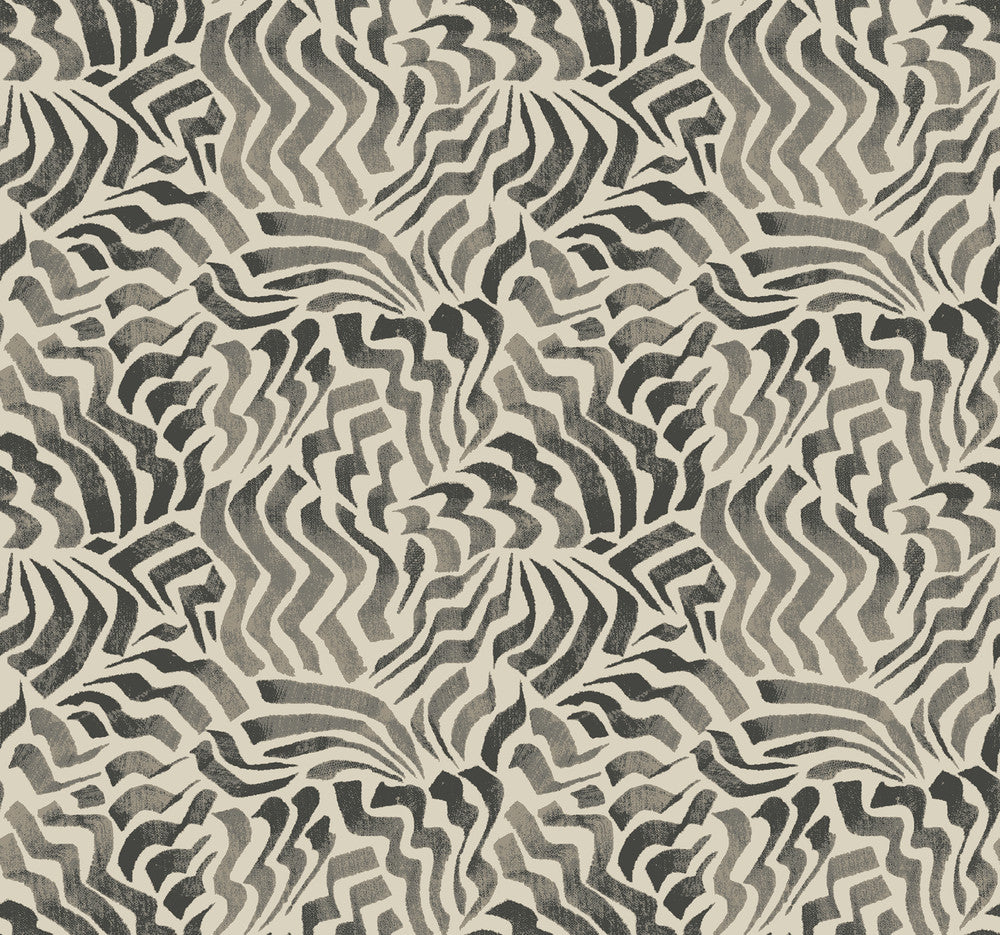 Zora Wave Charcoal Wallpaper by Lemieux et Cie Designer Lemieux et Cie Signature Covers about 60.8 square feet 27-in by 27-ft long roll Unpasted 25.25 - Swanky Fabrics -