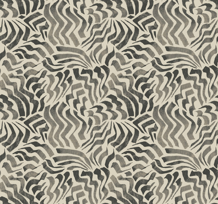 Zora Wave Charcoal Wallpaper by Lemieux et Cie Designer Lemieux et Cie Signature Covers about 60.8 square feet 27-in by 27-ft long roll Unpasted 25.25 - Swanky Fabrics -