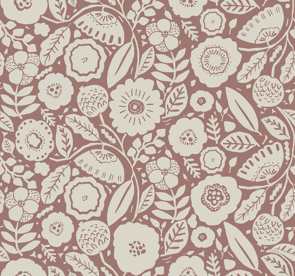 Camille Blossom Vintage Rose Wallpaper by Lemieux et Cie Designer Lemieux et Cie Signature Covers about 60.8 square feet 27-in by 27-ft long roll Unpasted 25.25 - Swanky Fabrics -
