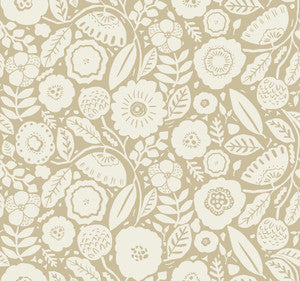 Camille Blossom Ochre Wallpaper by Lemieux et Cie Designer
