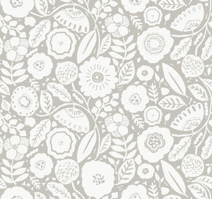 Camille Blossom Grey Wallpaper by Lemieux et Cie Designer