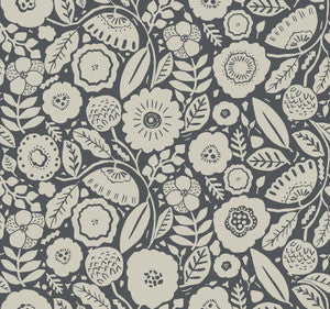 Camille Blossom Charcoal Wallpaper by Lemieux et Cie Designer