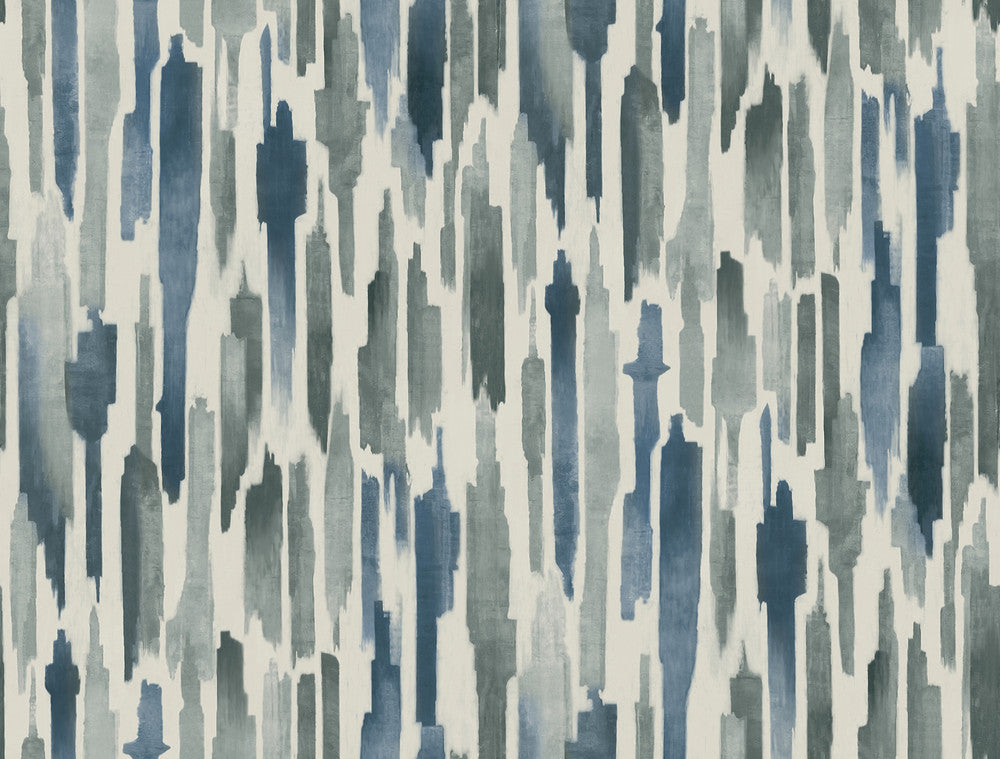 Pluie Ocean Wallpaper by Lemieux et Cie Designer Lemieux et Cie Signature Covers about 60.8 square feet 27-in by 27-ft long roll Unpasted 20.5 - Swanky Fabrics -