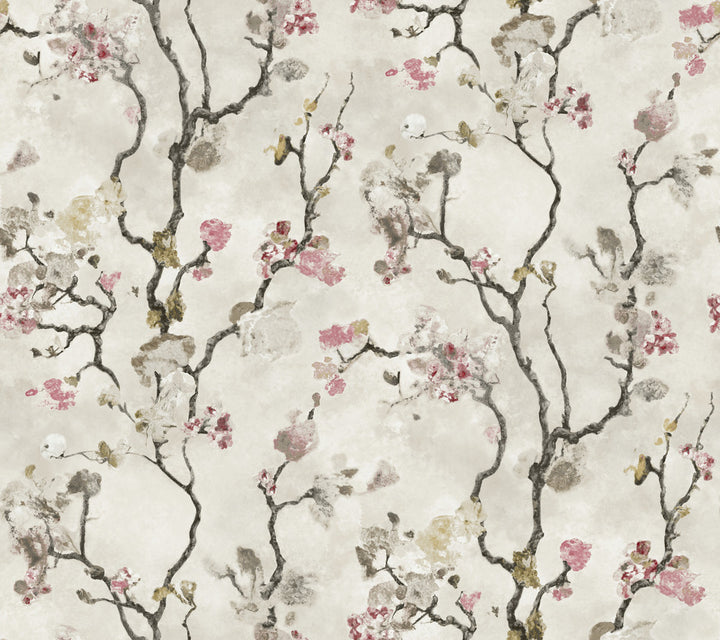 Avril Chinoiserie Rose Wallpaper by Lemieux et Cie Designer Lemieux et Cie Signature Covers about 60.8 square feet 27-in by 27-ft long roll Unpasted 24 - Swanky Fabrics -