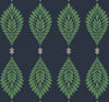 Mirasol Palm Frond Midnight Blue and Spearmint LN10612 by Lillian August Designer Wallpaper