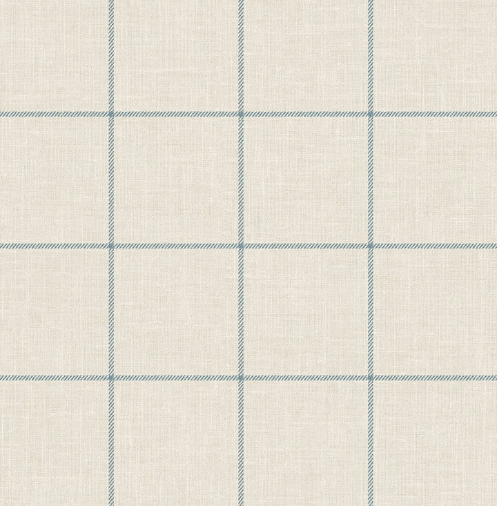 Linen Check Alabaster and Air Force Blue LN10702 by Lillian August Designer Wallpaper
