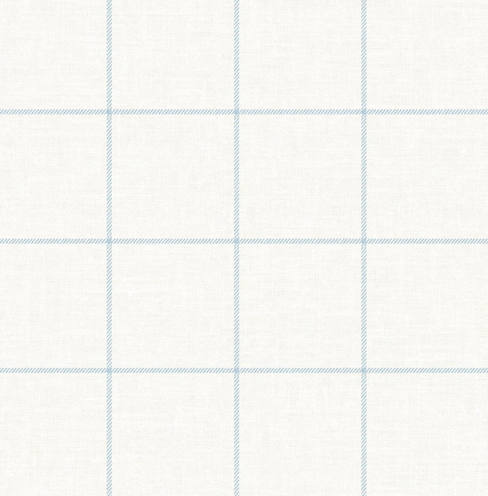 Linen Check Blue Frost and Bone White LN10712 by Lillian August Designer Wallpaper