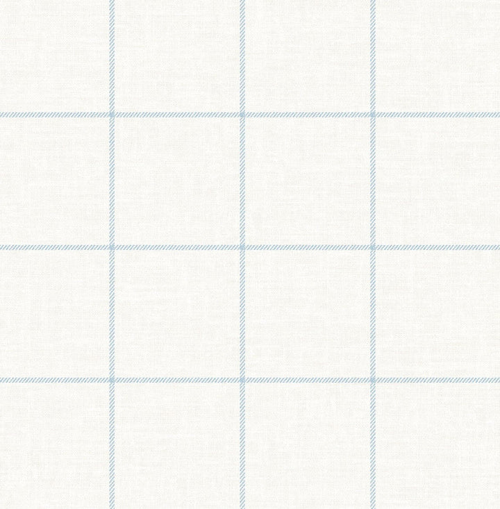 Linen Check Blue Frost and Bone White LN10712 by Lillian August Designer Wallpaper