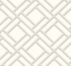 Block Trellis Metallic Silver and Eggshell LN11500 by Lillian August Designer Wallpaper
