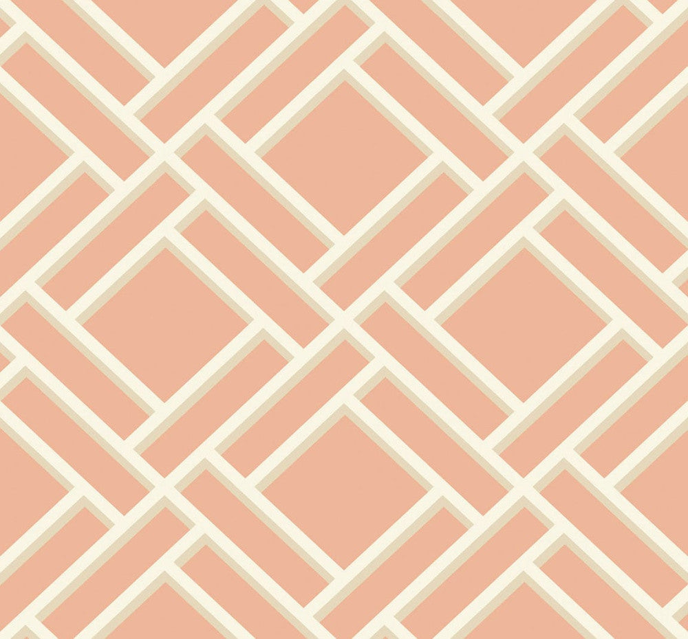 Block Trellis Melon and Arrowroot LN11501 by Lillian August Designer Wallpaper