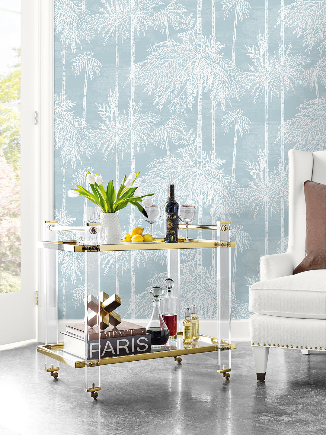 Palm Grove Hampton Blue LN40202 by Lillian August Designer Wallpaper