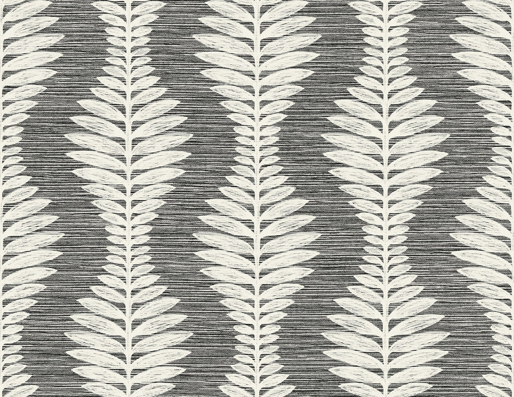 Carina Leaf Ogee Charcoal LN40500 by Lillian August Designer Wallpaper