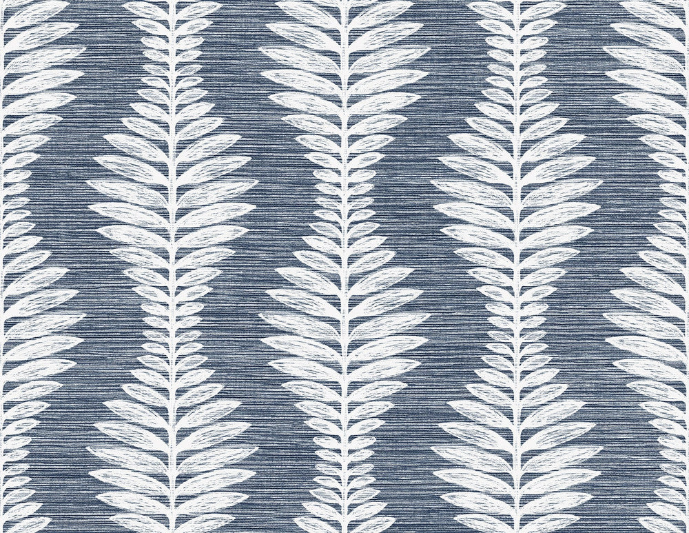 Carina Leaf Ogee Midnight Sky LN40502 by Lillian August Designer Wallpaper