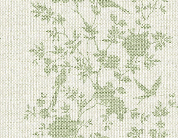 Aloha Bird Trail Green Ivy LN41004 by Lillian August Designer Wallpaper