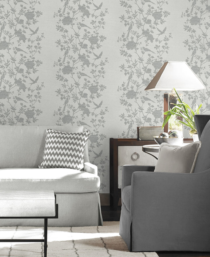 Aloha Bird Trail Heather Grey LN41008 by Lillian August Designer Wallpaper