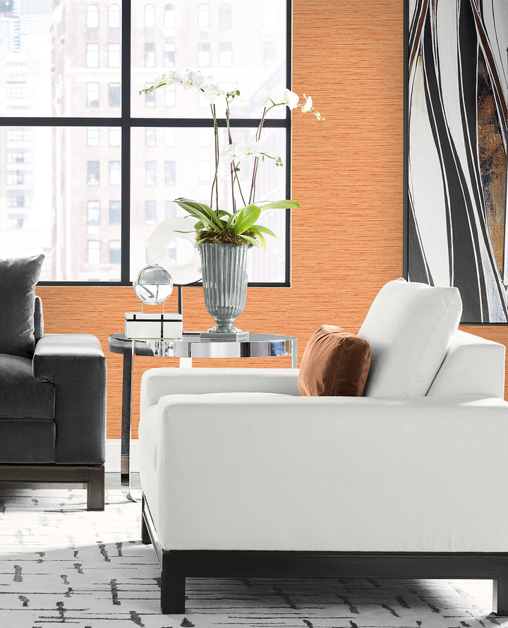 Loe Sanctuary Stria Persimmon LN41126 by Lillian August Designer Wallpaper