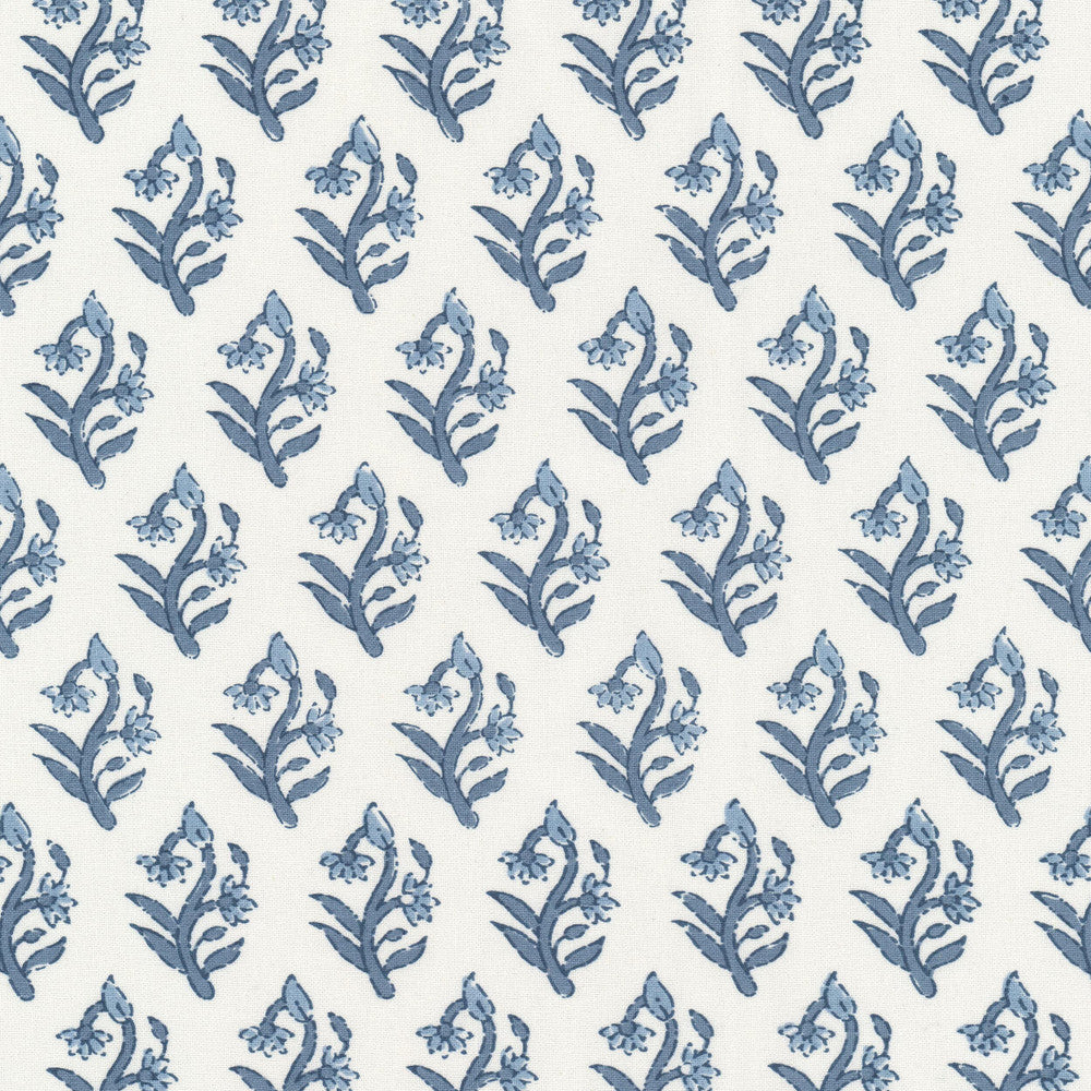 Lucky 1 Delft by Stout Designer Fabric RAINBOW LIBRARY HAZE/SKY 100%COT INDIA Horizontal: 2.000 and Vertical: 4.000 59 in - Swanky Fabrics -