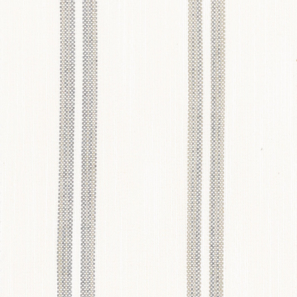 Lucy 3 Pongee by Stout Designer Fabric JUST STRIPES NATURAL/CHARCOAL 64%POL 33%COT 2%SVI 1%LIN USA CATB 117-2013 MARTINDALE WEAR TEST (35 000 CIRCULAR RUBS) Horizontal: 0.000 and Vertical: 5.000 54 in - Swanky Fabrics -