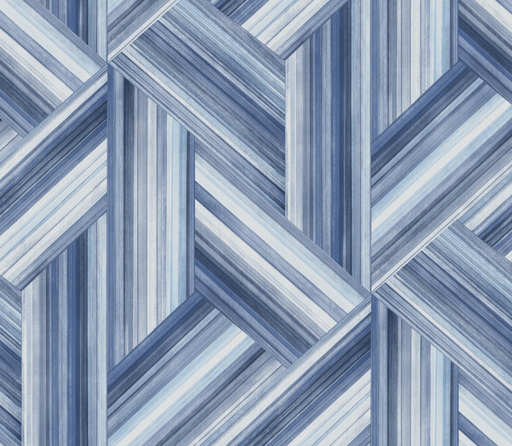 Geo Inlay Denim and Sky Blue LW50102 by Seabrook Designs Designer Wallpaper