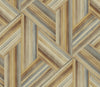 Geo Inlay Saddle Brown and Steel LW50106 by Seabrook Designs Designer Wallpaper