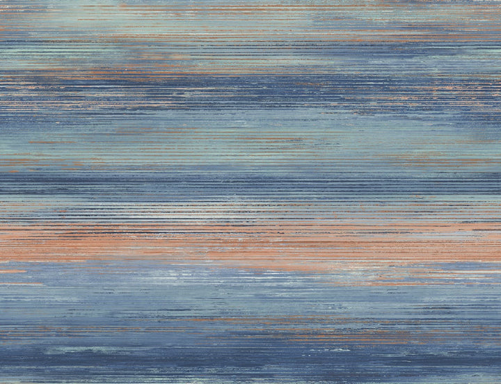 Sunset Stripes Blueberry and Vermillion Orange LW50406 by Seabrook Designs Designer Wallpaper
