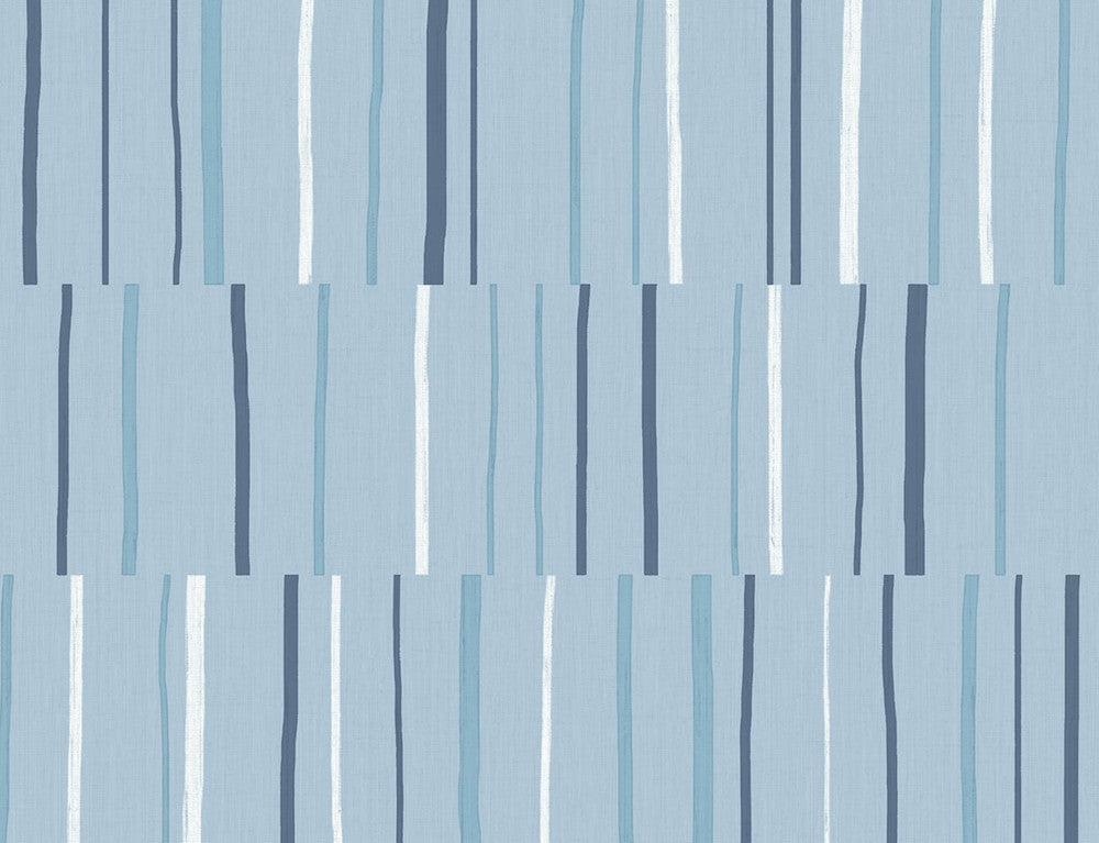 Block Lines Bluebird, Navy, and Glacier White LW51212 by Seabrook Designs Designer Wallpaper