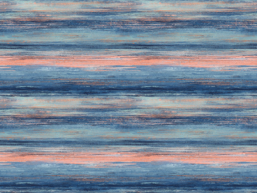 Sunset Stripes Fabric Blueberry and Vermillion Orange LW52006F by Seabrook Designs Designer Fabric