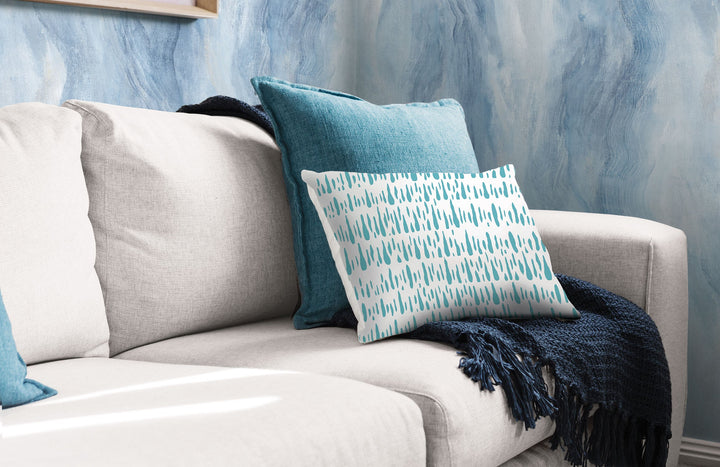 Brush Marks Fabric Teal and White LW52104F by Seabrook Designs Designer Fabric
