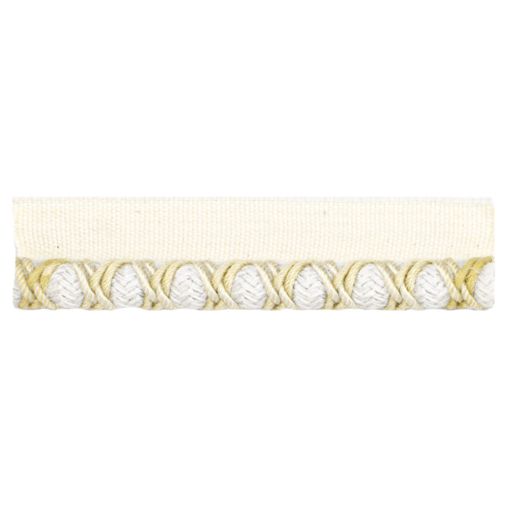 Lyric 2 Champagne by Stout Designer Trim VISIONS OF COLOR TRIM 46%POL 39%COT 15%ACR TURKEY MARTINDALE WEAR TEST (30 000 CIRCULAR RUBS) Horizontal: 0.375 and Vertical: 0.000 0.38 in - Swanky Fabrics -