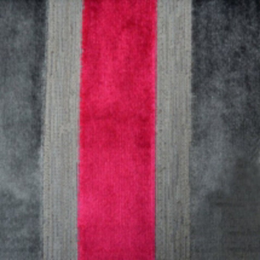 Lara's Velvet-Stripe-Ruby by Europatex Designer Fabric Lara's Velvet 57% Polyester / 43% Viscose China See Sample Horizontal: N/A and Vertical: N/A 55.00 inches  - Swanky Fabrics -