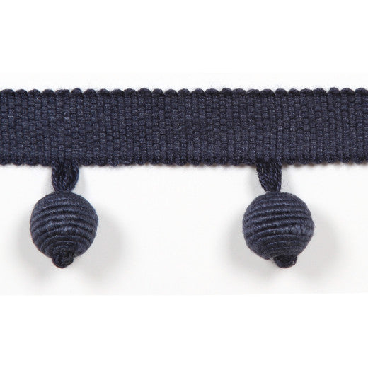 Le Lin Beaded Fringe Navy by Europatex Designer Fabric Le Lin Collection 63% Linen / 37% Rayon China See Sample Horizontal: N/A and Vertical: N/A 1.46 inches  - Swanky Fabrics -